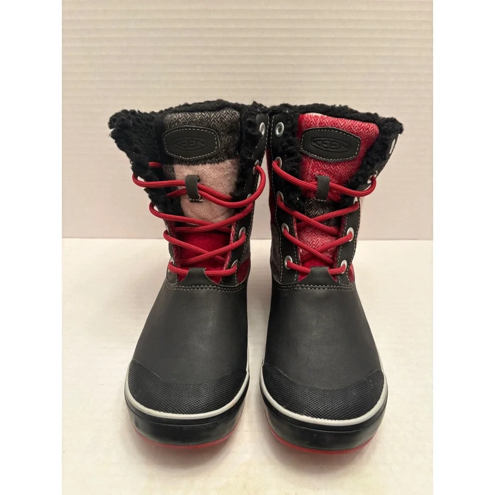 Keen Elsa Waterproof Winter Boots Black Red Plaid Insulated Womens 7 1017403